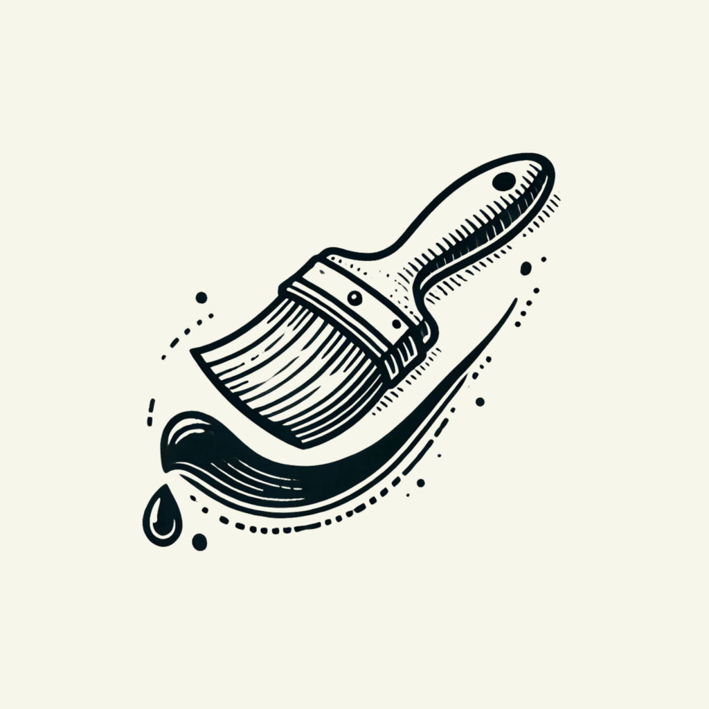 Målarpensel med färg.